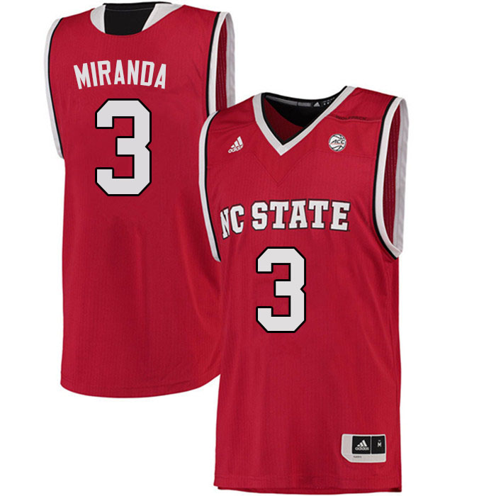 Men #3 Isaiah Miranda NC State Wolfpack College Basketball Jerseys Sale-Red